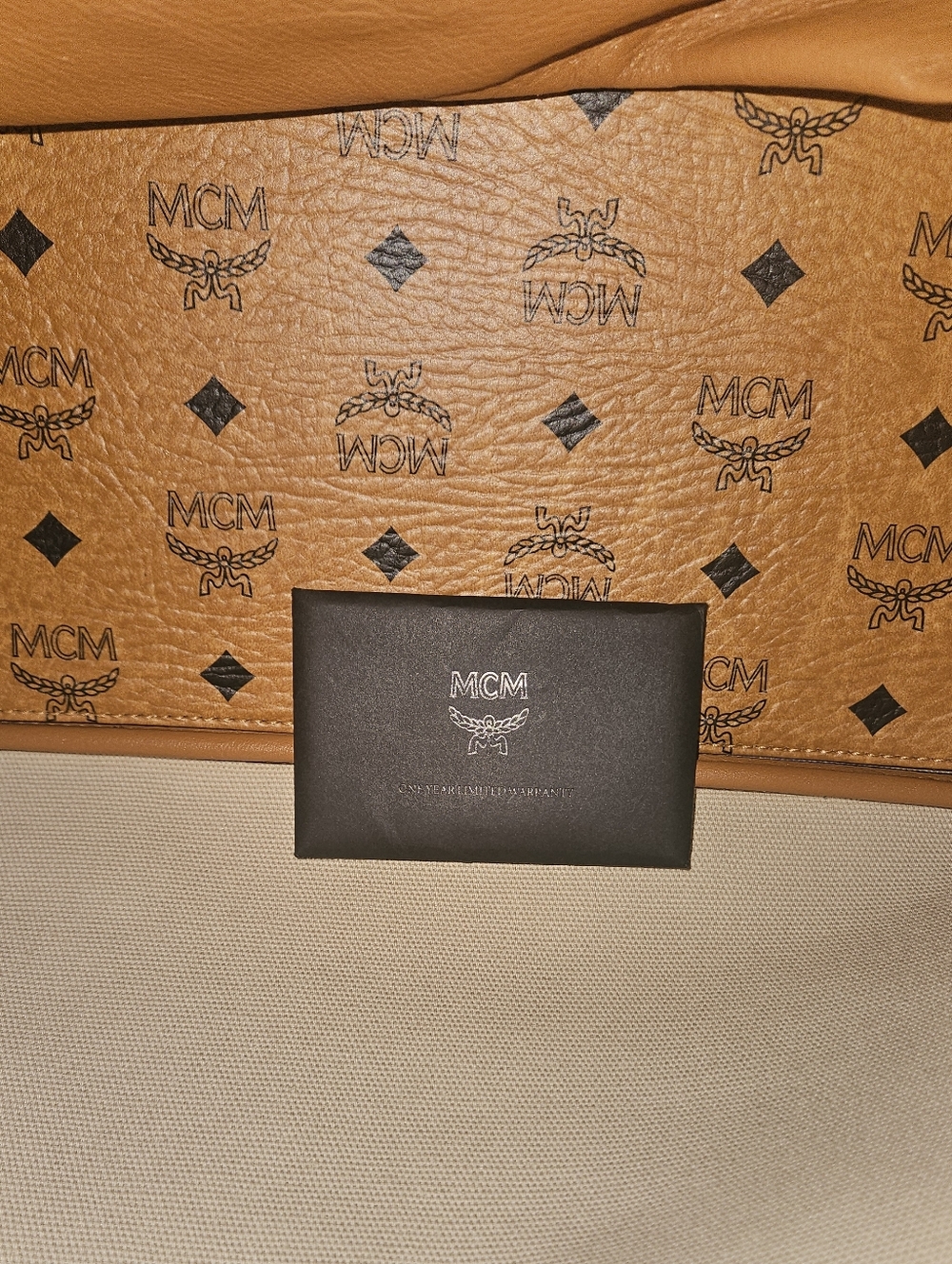 MCM Cognac Visetos Logo Tote W/ Pouch - Picture 2 of 12